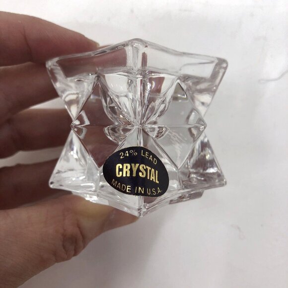 VTG Fifth Avenue 24% Lead Crystal Glass Star Set Of 2 Taper Candle Holders - Picture 2 of 10